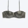Gepolstertes Bikini-Oberteil mit Bügeln – Dusty Grey Gepolstertes Bikini-Oberteil mit Bügeln – Dusty Grey
