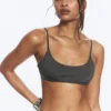 Gepolstertes Bikini-Oberteil mit Bindeband – Dunkelgrau Gepolstertes Bikini-Oberteil mit Bindeband – Dunkelgrau