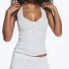 Gerafftes Jersey-Haltertop – Grau meliert Gerafftes Jersey-Haltertop – Grau meliert