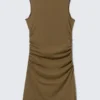 Gerafftes Jersey-Minikleid – Braun Gerafftes Jersey-Minikleid – Braun