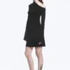 Gerafftes Minikleid mit langen Ärmeln – Schwarz Gerafftes Minikleid mit langen Ärmeln – Schwarz