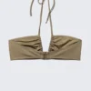 Gerafftes Neckholder-Bandeau-Bikini-Oberteil – Dusty Mole Gerafftes Neckholder-Bandeau-Bikini-Oberteil – Dusty Mole