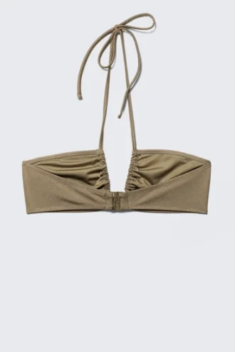 Gerafftes Neckholder-Bandeau-Bikini-Oberteil – Dusty Mole