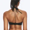 Gerafftes Neckholder-Bandeau-Bikini-Oberteil – Schwarz