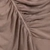 Gerafftes Neckholder-Mini-Kleid – gewaschenes Braun Gerafftes Neckholder-Mini-Kleid – gewaschenes Braun