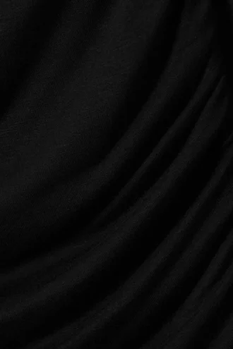 Gerafftes, schulterfreies Langarmshirt – Schwarz