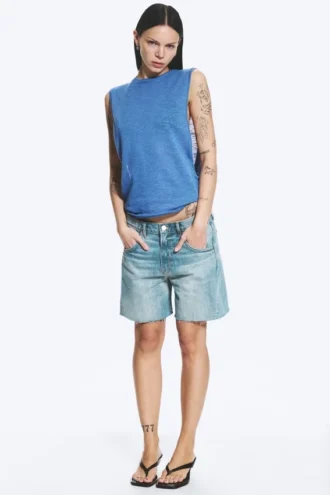 Gerafftes Tanktop – Blau
