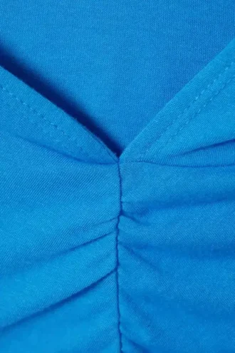 Gerafftes Tanktop mit Kapuze – Blau