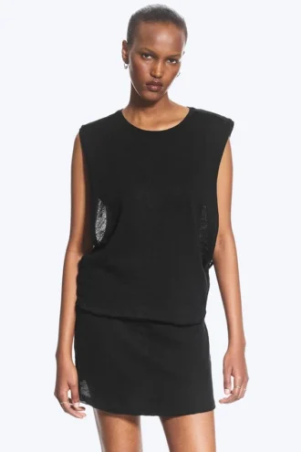Gerafftes Tanktop – Schwarz