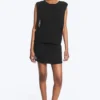 Gerafftes Tanktop – Schwarz Gerafftes Tanktop – Schwarz