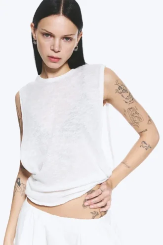 Gerafftes Tanktop – Weiß