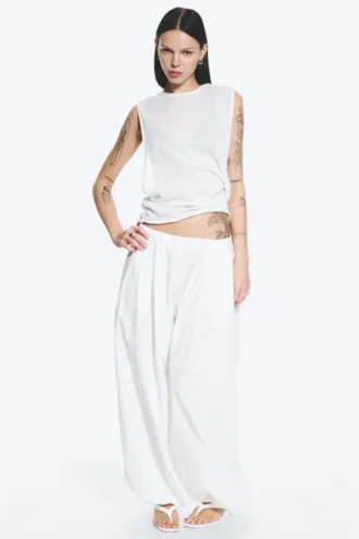 Gerafftes Tanktop – Weiß