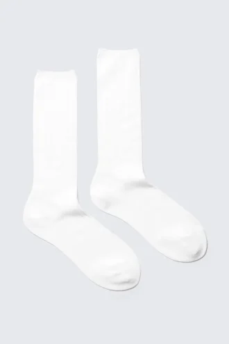 Gerippte halbhohe Socken – Weiß