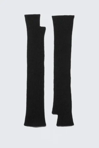Gerippte Handgelenkwärmer – Schwarz