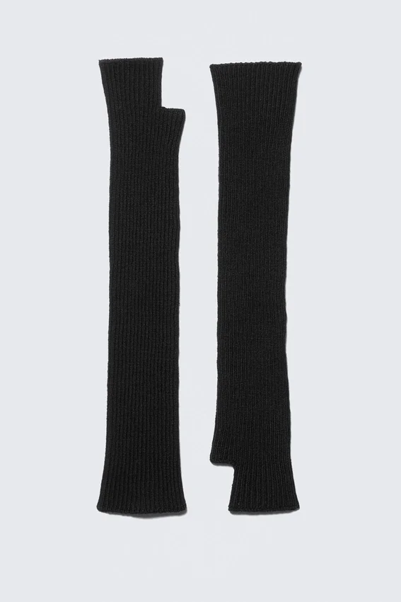 Gerippte Handgelenkwärmer – Schwarz Gerippte Handgelenkwärmer – Schwarz