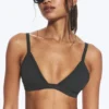 Geripptes Bikini-Oberteil mit V-Ausschnitt – Dunkelgrau Geripptes Bikini-Oberteil mit V-Ausschnitt – Dunkelgrau