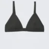 Geripptes Bikini-Oberteil mit V-Ausschnitt – Dunkelgrau Geripptes Bikini-Oberteil mit V-Ausschnitt – Dunkelgrau