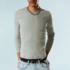 Geripptes Langarmshirt – Grau Geripptes Langarmshirt – Grau