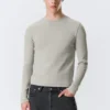 Geripptes Langarmshirt – Grau Geripptes Langarmshirt – Grau