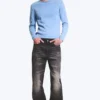 Geripptes Langarmshirt – Washed Blue Geripptes Langarmshirt – Washed Blue