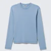 Geripptes Langarmshirt – Washed Blue Geripptes Langarmshirt – Washed Blue