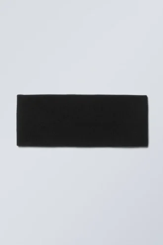 Geripptes Strickstirnband – Schwarz