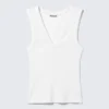 Geripptes Tanktop mit V-Ausschnitt – Weiß Geripptes Tanktop mit V-Ausschnitt – Weiß