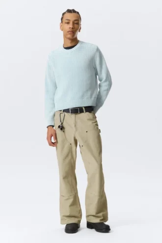 Geschrumpfter Strickpullover aus Baumwolle – gewaschen, hellblau