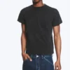 Geschrumpftes Baumwoll-T-Shirt mit kurzen Ärmeln – Abgenutztes Schwarz Geschrumpftes Baumwoll-T-Shirt mit kurzen Ärmeln – Abgenutztes Schwarz