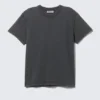 Geschrumpftes Baumwoll-T-Shirt mit kurzen Ärmeln – gewaschen, schwarz Geschrumpftes Baumwoll-T-Shirt mit kurzen Ärmeln – gewaschen, schwarz