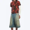 Geschrumpftes doppellagiges T-Shirt – Rotes Camouflage Geschrumpftes doppellagiges T-Shirt – Rotes Camouflage