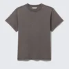 Geschrumpftes, kurzärmeliges Baumwoll-T-Shirt – Dunkelgrau Geschrumpftes, kurzärmeliges Baumwoll-T-Shirt – Dunkelgrau