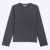Geschrumpftes Langarmshirt aus Baumwolle – Dunkelgrau