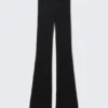Gestreifte Schlaghose mit umgeschlagenem Bund – Schwarz Gestreifte Schlaghose mit umgeschlagenem Bund – Schwarz