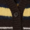 Gestreifte Strickjacke mit V-Ausschnitt – dunkelbraune und gelbe Streifen Gestreifte Strickjacke mit V-Ausschnitt – dunkelbraune und gelbe Streifen