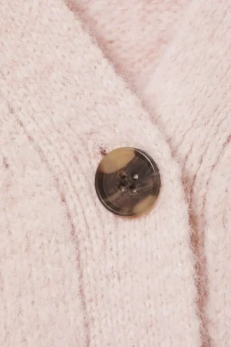 Gestreifte Strickjacke mit V-Ausschnitt – Hellrosa