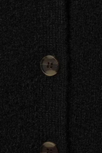 Gestreifte Strickjacke mit V-Ausschnitt – Schwarz