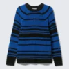 Gestreifter Strickpullover mit Raglanärmeln – Blau gestreift Gestreifter Strickpullover mit Raglanärmeln – Blau gestreift