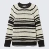 Gestreifter Strickpullover mit Raglanärmeln – Gestreift Beige Gestreifter Strickpullover mit Raglanärmeln – Gestreift Beige