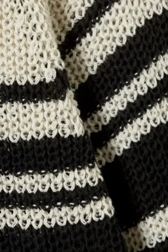 Gestreifter Strickpullover mit Raglanärmeln – Gestreift Beige