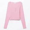Gestreiftes Mini-Henley-Top – Rosa