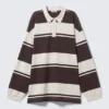 Gestreiftes Oversize-Hemd – beige-braune Streifen Gestreiftes Oversize-Hemd – beige-braune Streifen