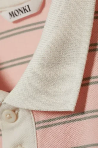 Gestreiftes Polohemd in lockerer Passform – Gestreift, Rosa