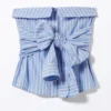 Gestreiftes, schulterfreies Hemd mit Bindeband vorne – gestreift in Blau und Rosa