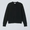 Gestrickte einreihige Strickjacke – Schwarz Gestrickte einreihige Strickjacke – Schwarz