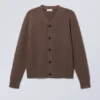 Gestrickte Strickjacke mit einreihigem Verschluss – Dark Mole Gestrickte Strickjacke mit einreihigem Verschluss – Dark Mole