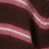 Gestrickte Strickjacke mit Knöpfen – dunkelrote und rosa Streifen Gestrickte Strickjacke mit Knöpfen – dunkelrote und rosa Streifen