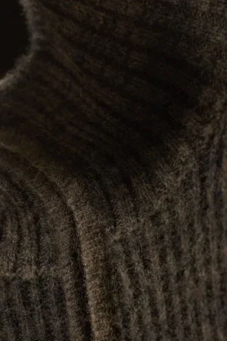 Gestrickte Strickjacke mit Reißverschluss aus Wollmischung – Dunkelbraun, Space-Dye