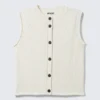 Gestrickte Weste mit Einreiher-Schluss – Off-White Gestrickte Weste mit Einreiher-Schluss – Off-White