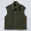 Gestrickte Weste mit Reißverschluss – Dunkelkhaki Gestrickte Weste mit Reißverschluss – Dunkelkhaki